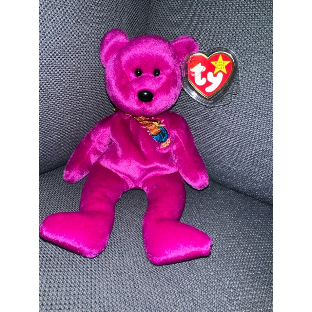Ty Beanie Baby Millennium Bear Pink Plush Toy Vintage 1999 NWMT New